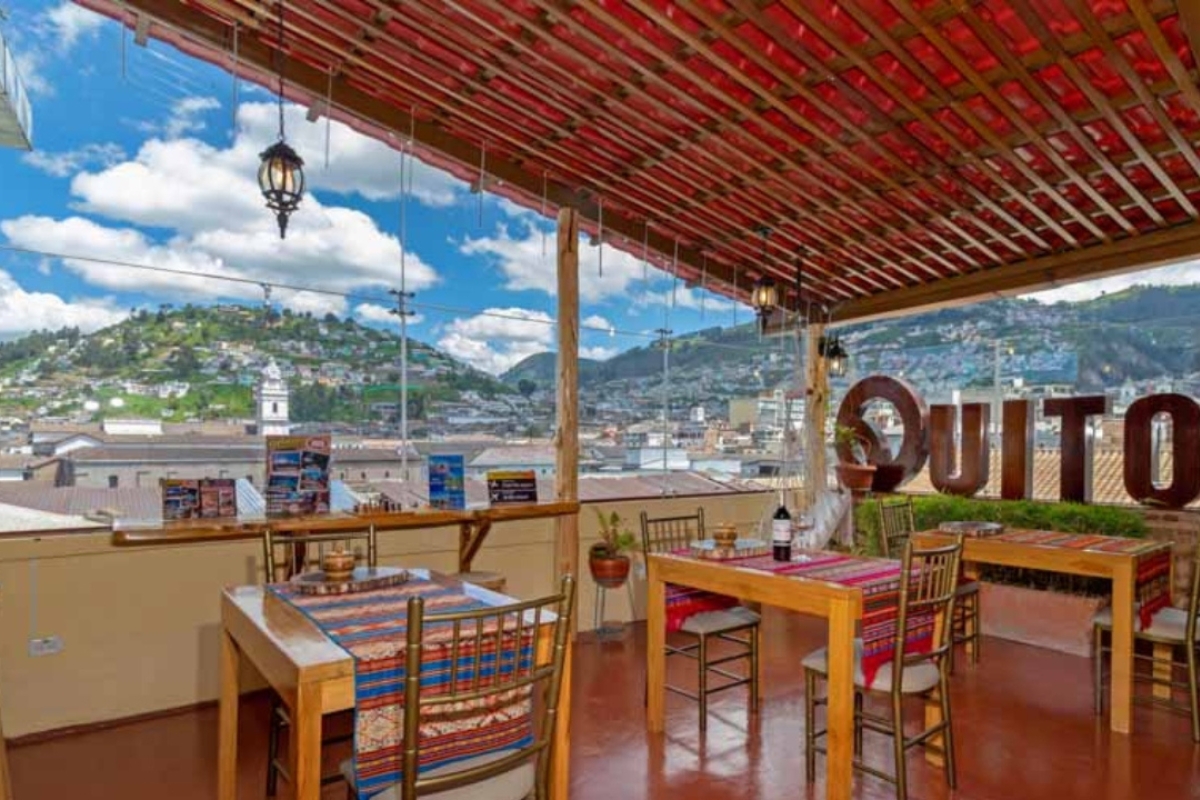 Rooftop breakfast at Friends Hotel in Quito