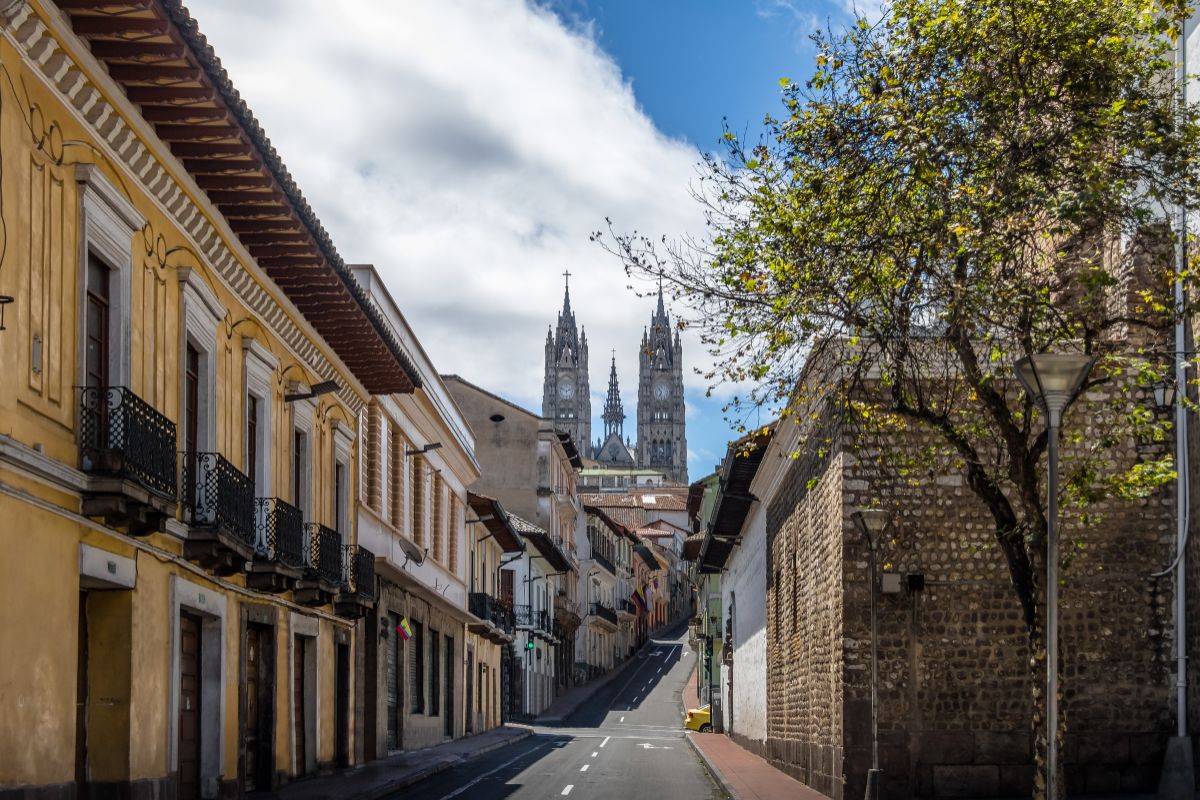 Travelers exploring Quito Historic Center in September